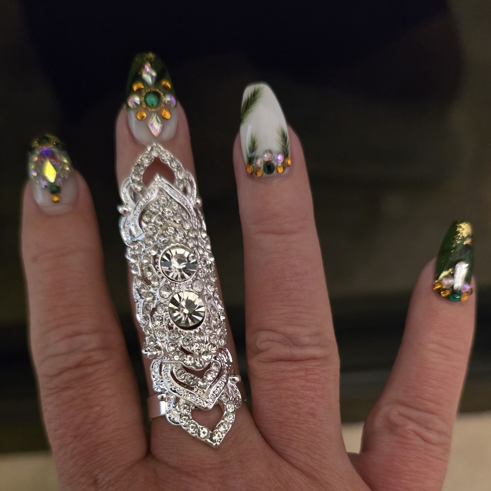 Intricate Silver Crystal Statement Ring